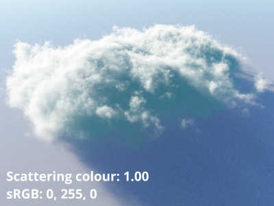 Scattering colour = 1.00, sRGB = 0,255,0