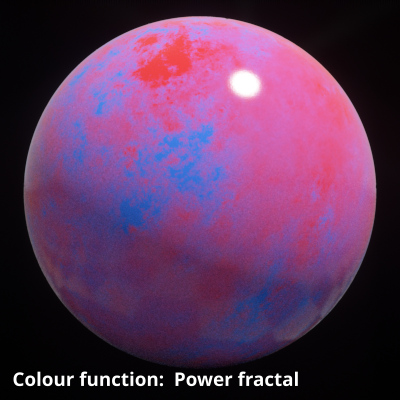 Power fractal shader assigned to Colour function setting.