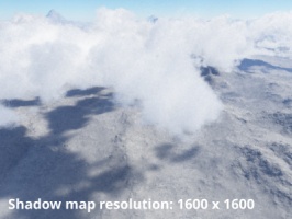 Shadow map resolution = 1600 x 1600.