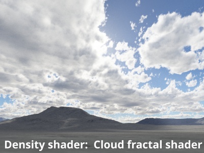 Cloud fractal shader assigned as Density shader.