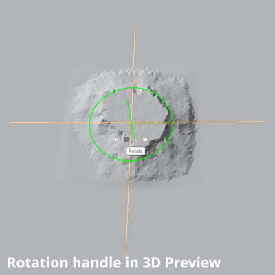 The Rotation handle in the 3D Preview pane.