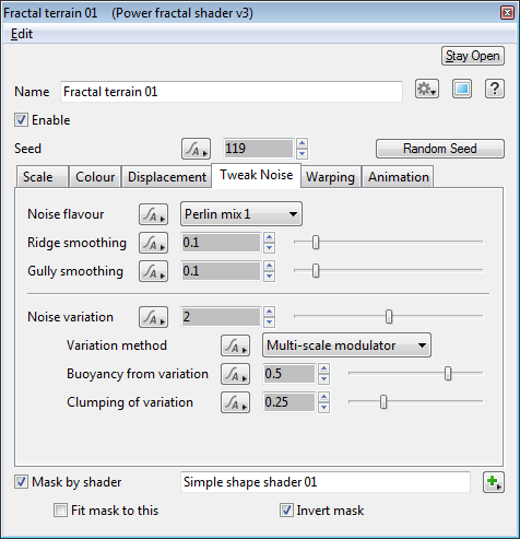 Power Fractal Shader v3 - Tweak Noise Tab