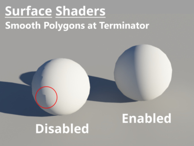 Comparison Smooth Polygon Terminator enabled and disabled.