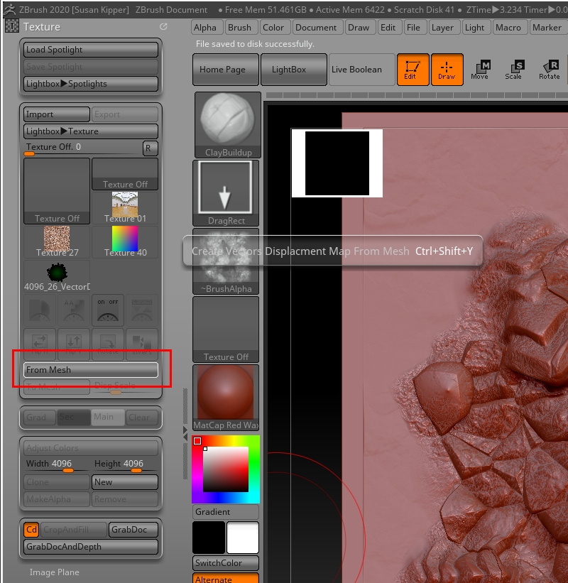 Click on the “From mesh” button to generate a vector displacement texture.