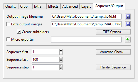 Render - Sequence/Output Tab