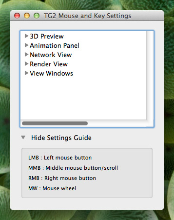Mouse and Key Settings Window