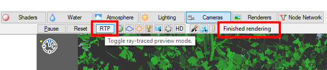 Click on the RTP button to enable Ray Traced Preview mode.