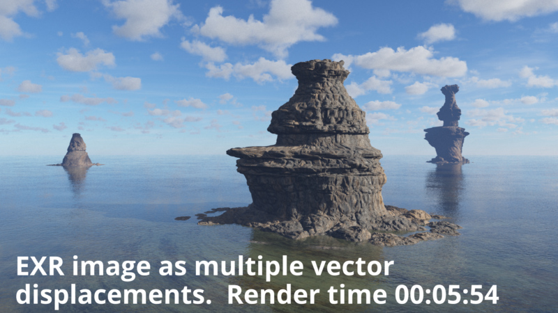 An EXR file used as a vector displacement can be used multiple times in a project.