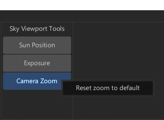 Right click on the Camera Zoom button to reset the camera zoom.