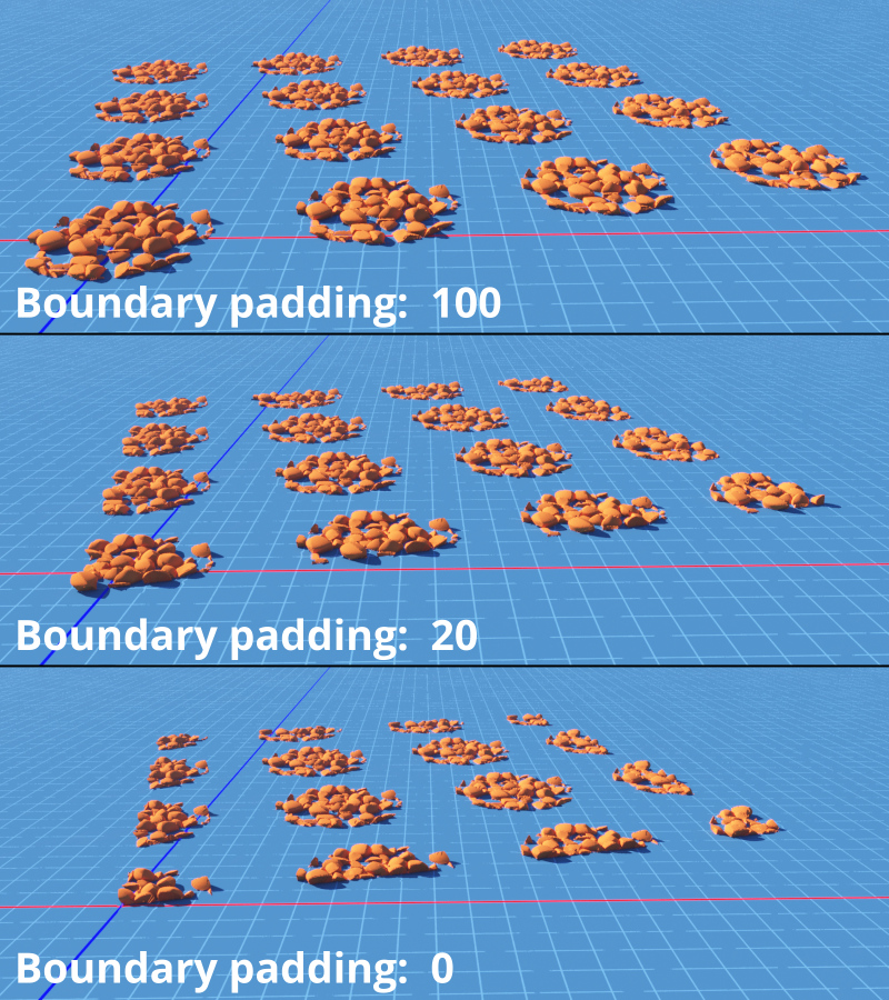 When the Limit effect area is checked, you can adjust the Boundary padding value so that shaders that extend beyond the array dimensions are not cut off.