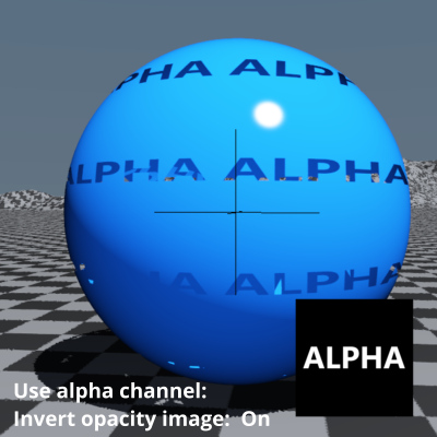 Use alpha channel and Invert opacity image enabled.