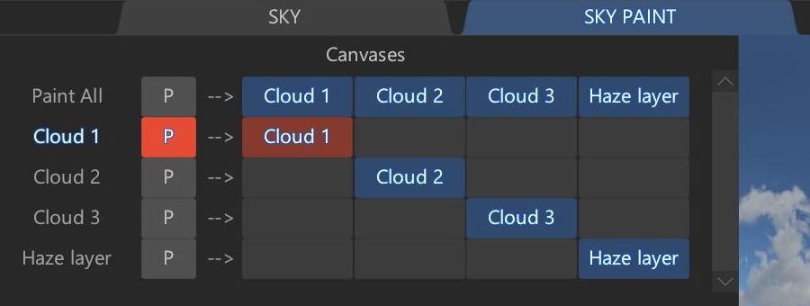When painting in a cloud or haze layer, the paint indicator turns red.