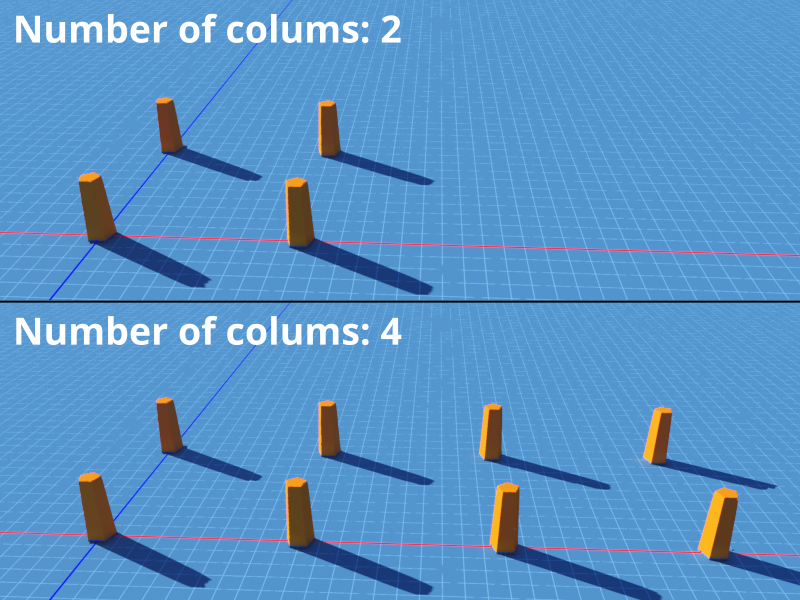 Increasing the number of columns duplicates the shader.