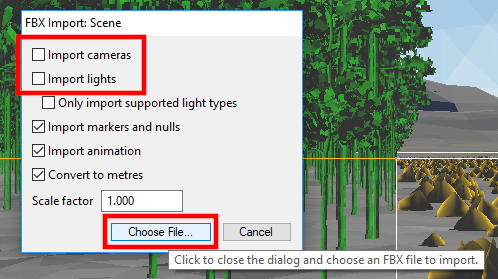 Enable the parameters you wish to import and click Choose file.