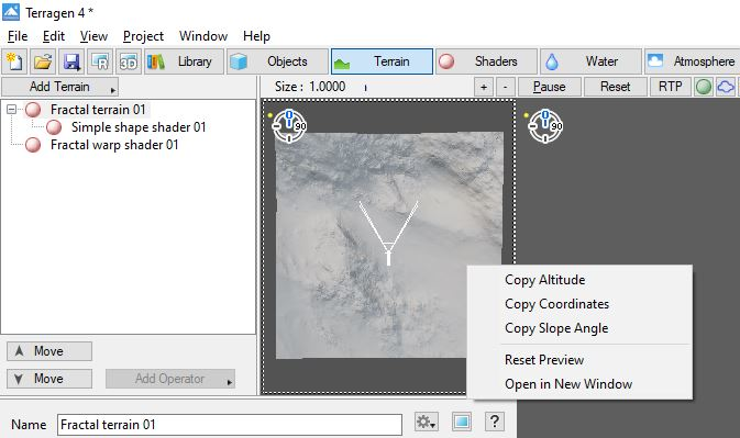 Right-click in Shader preview pane to expose the context menu.
