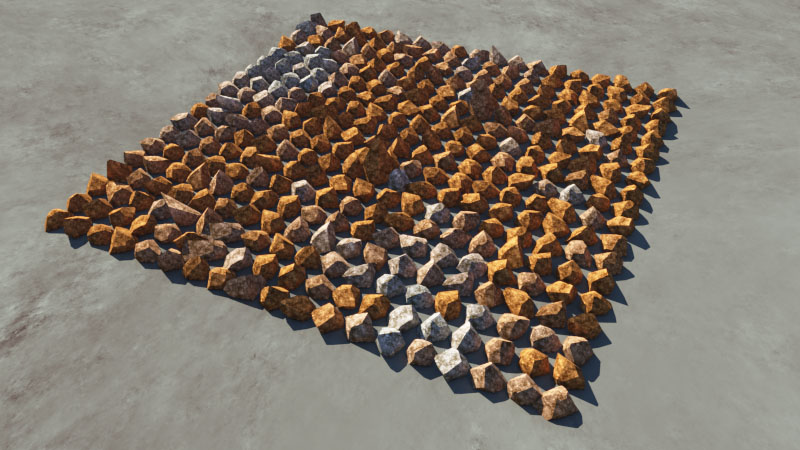Rendered image of the rock population with the tint applied.