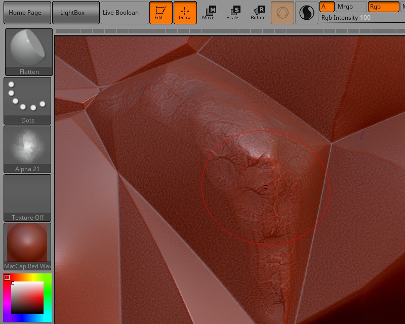 Using an alpha image with the 3D brush can introduce variation to the brush.