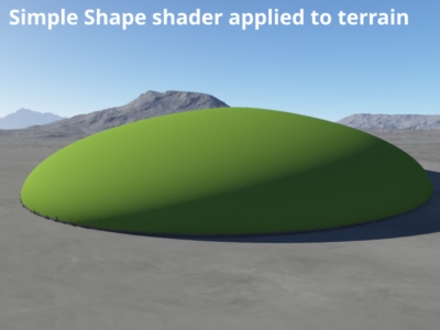 Simple shape shader displacing terrain.