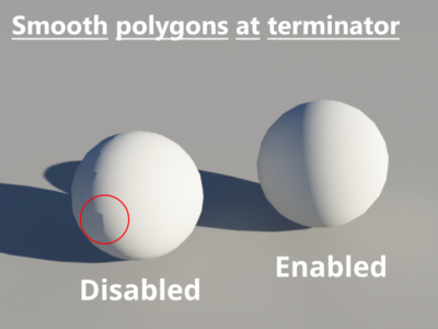 Smooth polygon at terminator comparison.