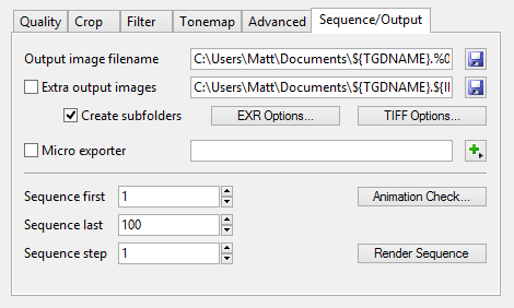 Render - Sequence/Output Tab