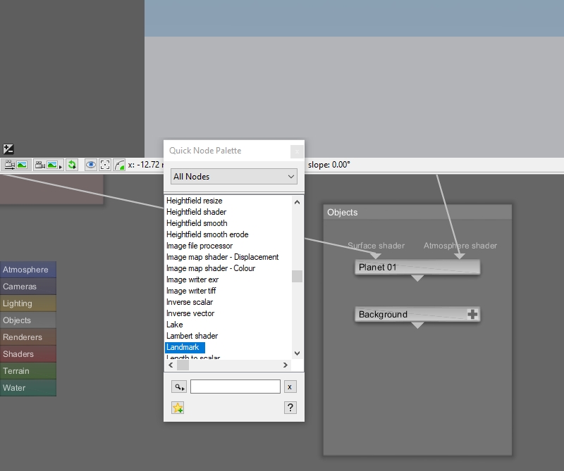 Bring up the Quick Node Palette and select Landmark to add it to the project.