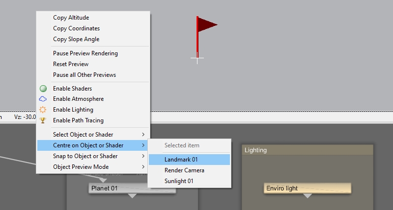 Right click in the 3D Preview and select Center on Object or Shader.