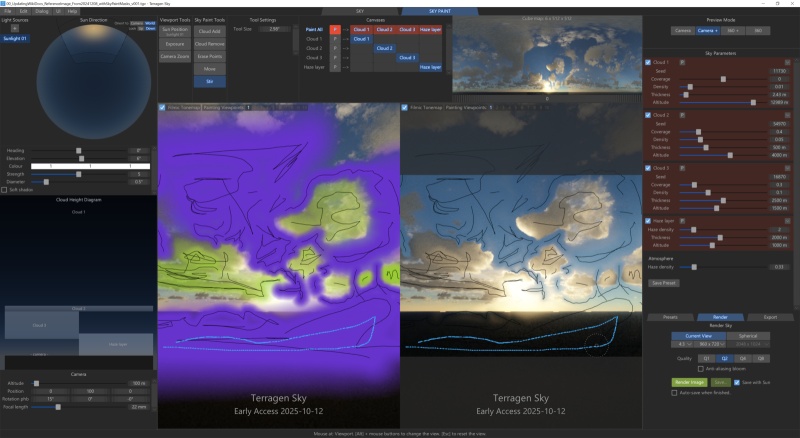 Adding and removing clouds to match the reference image using Sky Paint.