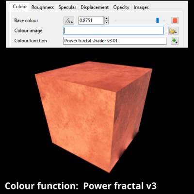 Colour derived by multiplying Base colour and values from Power fractal shader.
