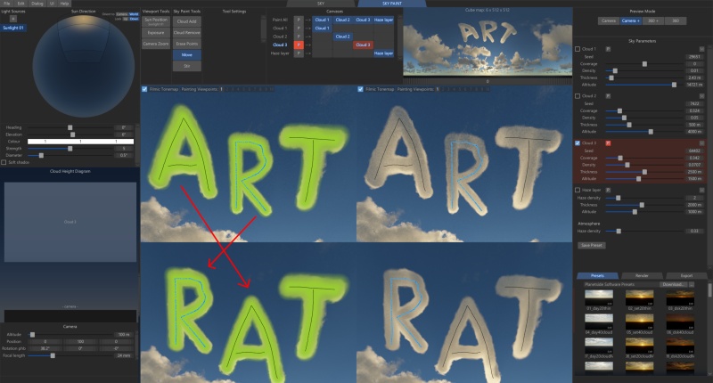 With the Move tool you can rearrange brush stroke curves.  Here the Cloud Add curves have been moved.