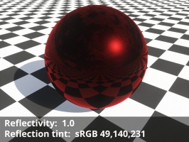 Reflection tint = sRGB 229,50,50, Reflectivity = 1.0