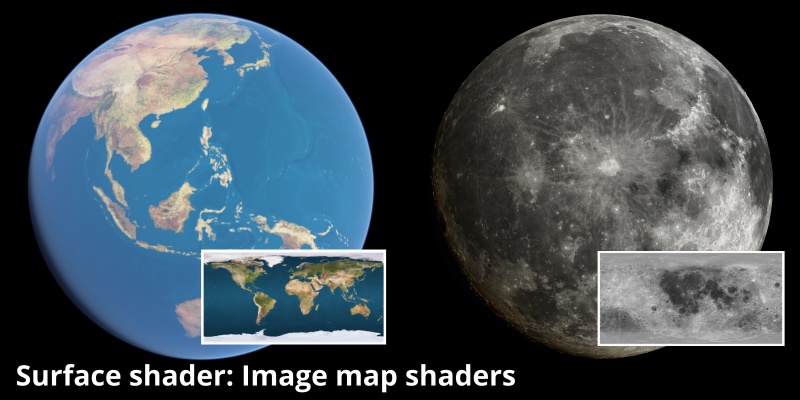 Image map shaders assigned to Surface shader input.