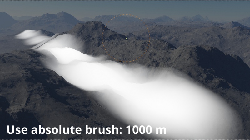 Use absolute brush = 1000 metres