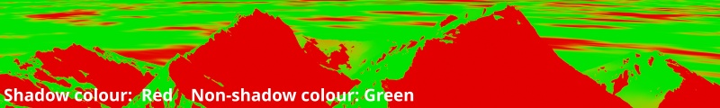 Shadow colour = Red (sRGB 255,0,0) and Non-shadow colour = Green (sRGB 0,255,0)