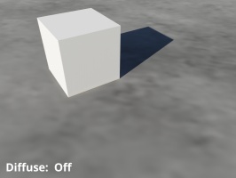 The Visualise tex coords node applied to ground and uv mapped cube object.  Enable unchecked.