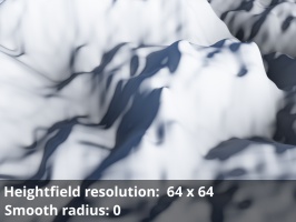 Heightfield resolution 64 x 64, Smooth radius = 0.