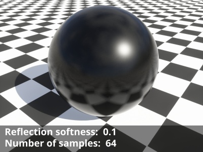 Reflection softness = 0.1, Number of samples = 64.
