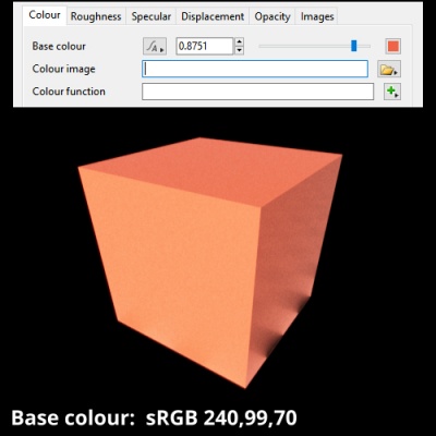 Base colour sRGB 240,99,70 chosen via the Colour Picker pane.