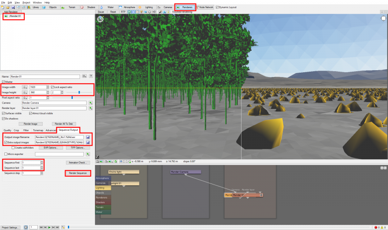 Set up the render information then click on the Render Sequence button.