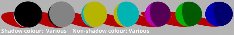 Various colour values for Shadow colour and Non-shadow colour