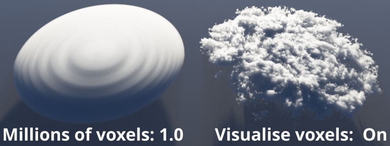 Visualise voxels on.  Millions of voxels  = 1.0