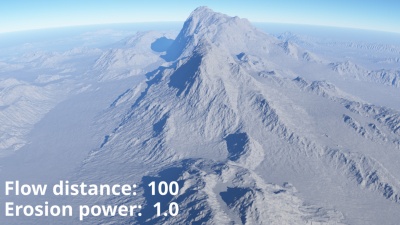 Flow distance = 100, Erosion power = 1