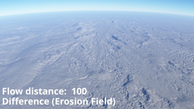Difference (Erosion Field) Flow distance = 100