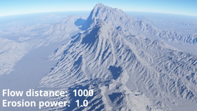 Flow distance = 1000, Erosion power = 1
