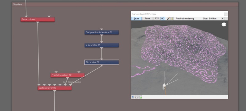 Node network view with Y to scalar, Get position in texture, and Sin scalar nodes connected.