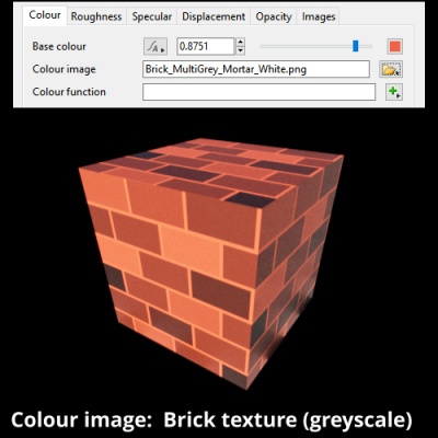 Colour derived by multiplying Base colour and pixels from image map.