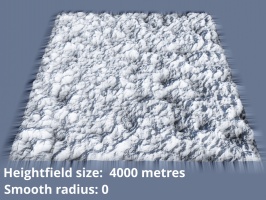 Heightfield size 4000 metres.  Smooth radius = 0.