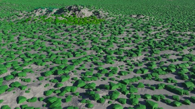 Colour of instanced rocks modified by the Choice: Direction: Y vector ("Up"), normalized