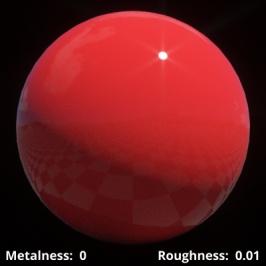 Metalness = 0 (non-metal), Roughness = 0.01