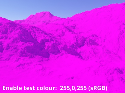 Enable test colour checked and unmasked.