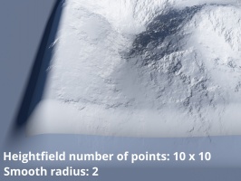 Heightfield resolution 10 x 10, Smooth radius = 2